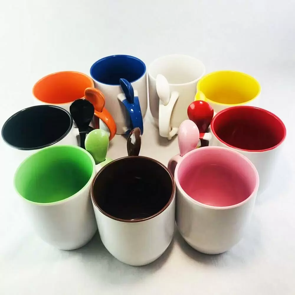 12oz U shape sublimation spoon mug,red(Pantone1795c)