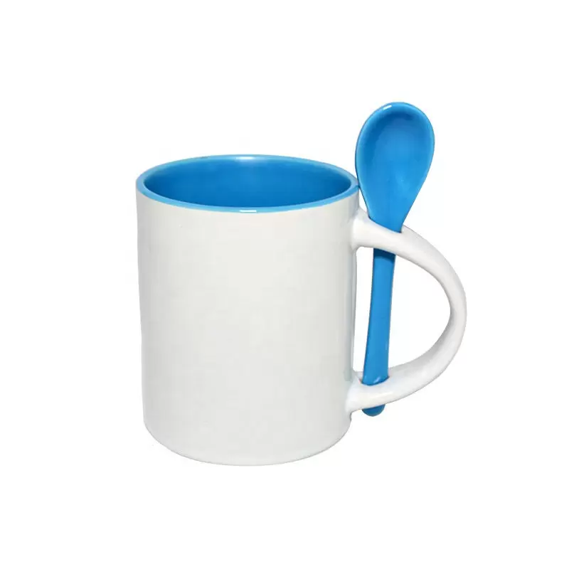11oz black in/white out spoon mug,sublimation