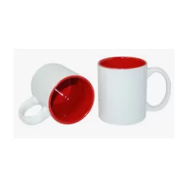 11oz red( Pantone1795c)colored rim&handle mug