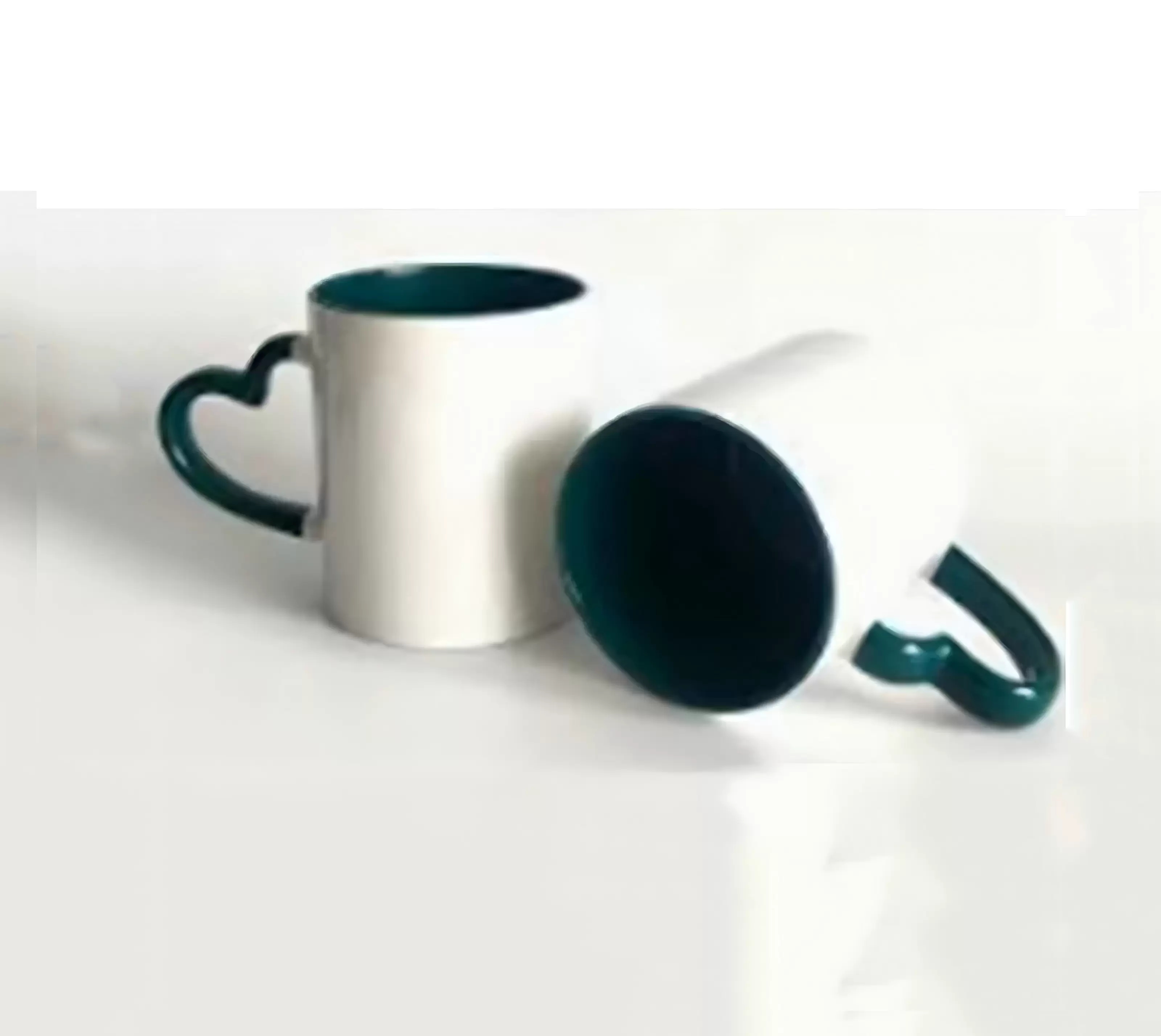 11oz heart handle mug,dark green(Pantone3435c)rim,inside and handle