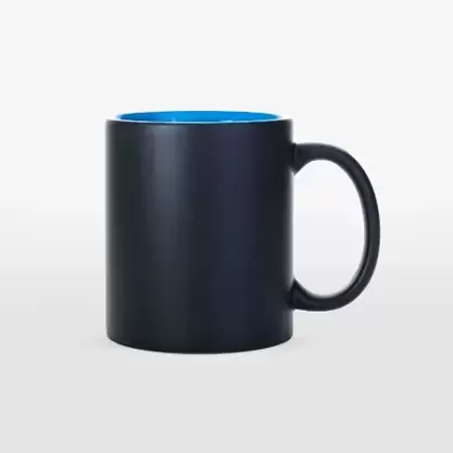  11oz light blue mug,outside matte black painted for Co2 laser engrave