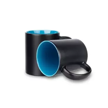  11oz light blue mug,outside matte black painted for Co2 laser engrave